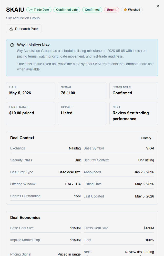 IPO Radar deal-room product screenshot