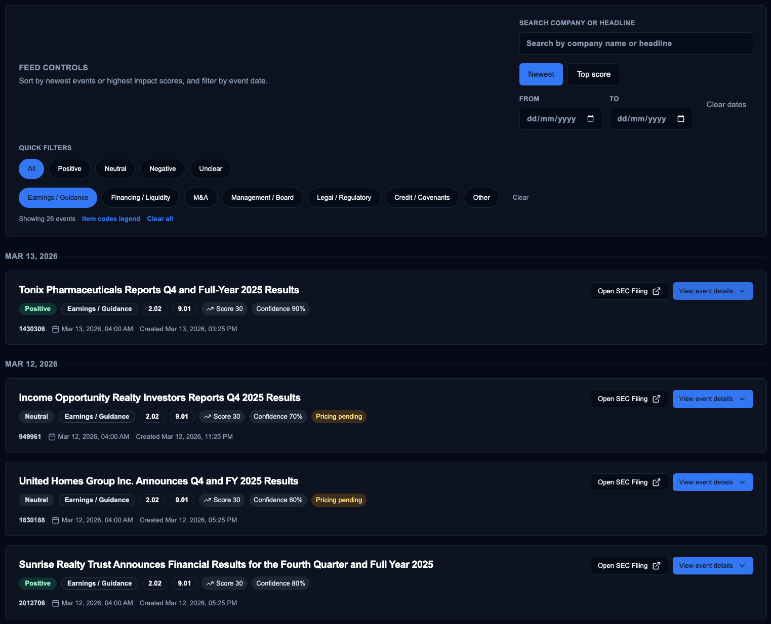 Your Entire Market Catalyst Feed — In One Place